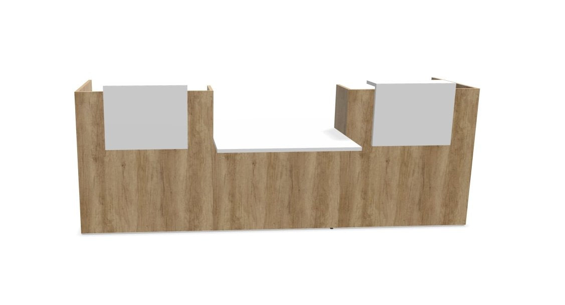 Buro5 Large Straight Reception Desk Reception Desk Buronomic 3000mm Nebraska Oak White