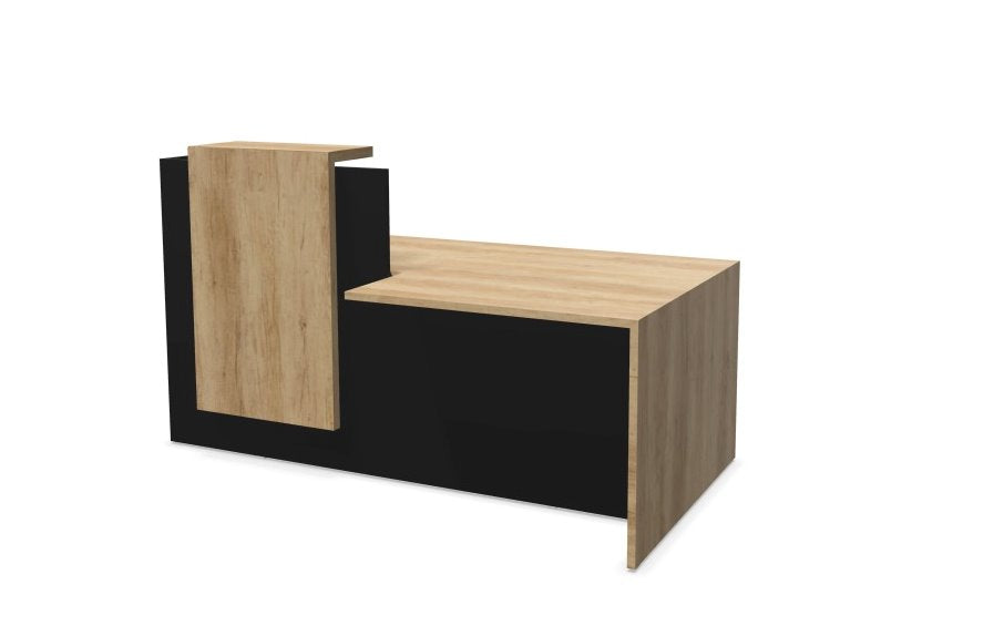 Buro6 Small Reception Desk with DDA section Reception Desk Buronomic Left Hand DDA Black Nebraska Oak