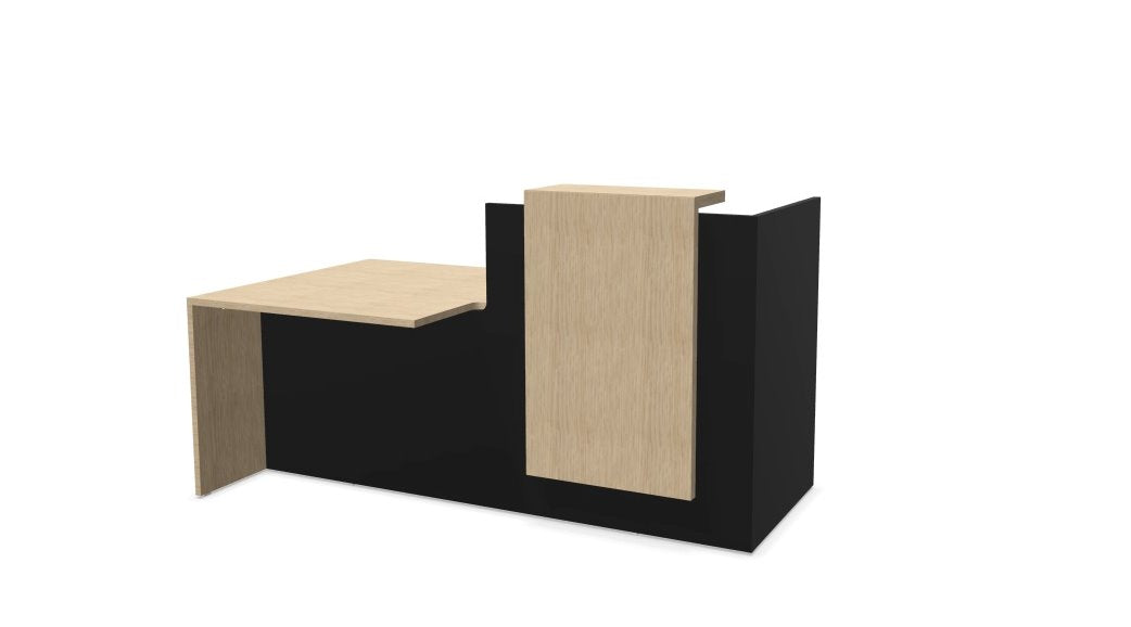 Buro6 Small Reception Desk with DDA section Reception Desk Buronomic Right Hand DDA Black Oak