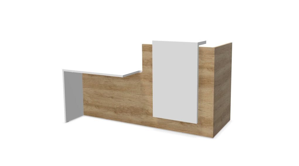 Buro6 Small Reception Desk with DDA section Reception Desk Buronomic Right Hand DDA Nebraska Oak White