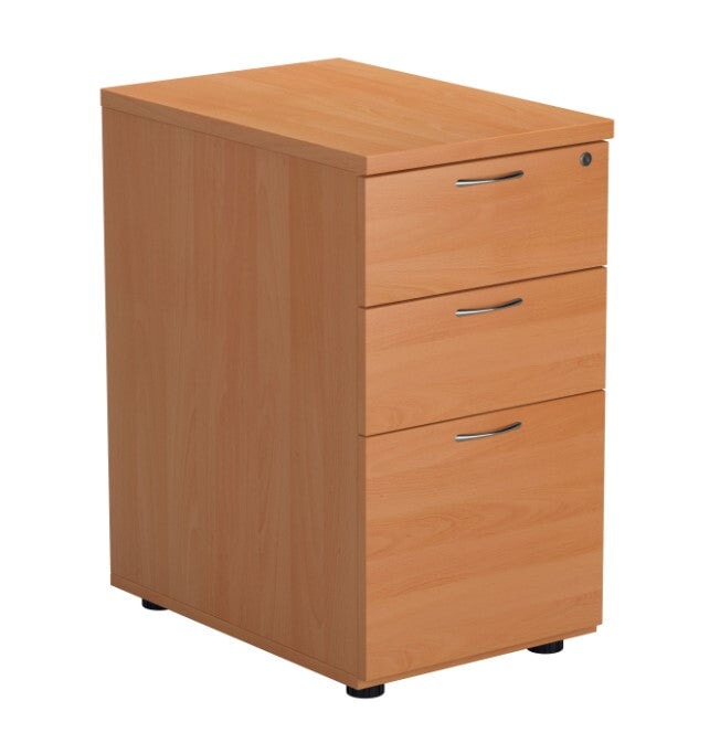 Desk High 3 Drawer Pedestal - 600mm Deep PEDESTALS TC Group Beech 