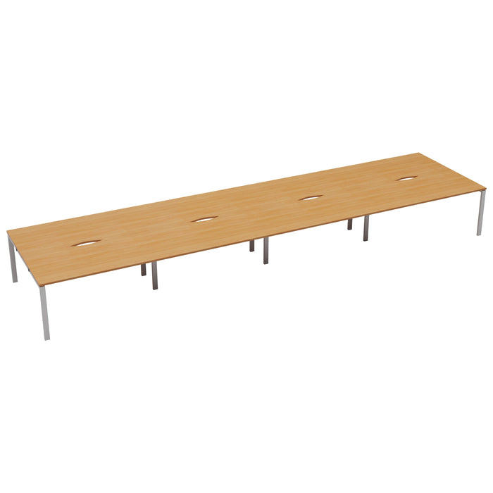 Express 10 person bench desk 8000mm x 1600mm BENCH TC Group White Beech No Gap