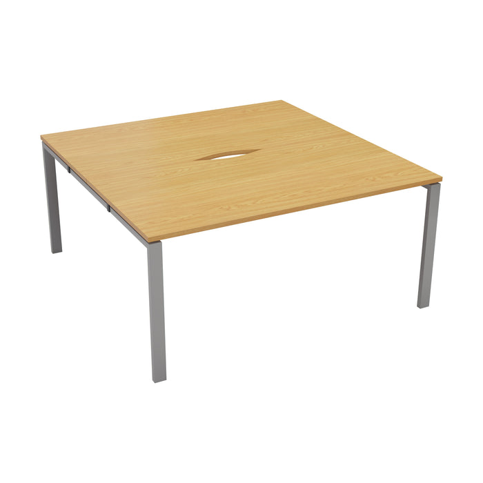 Express 2 person bench desk 1200mm x 1600mm - Next Day Delivery BENCH TC Group Silver Oak No Gap