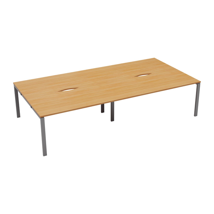 Express 4 Person Bench Desk 2800mm x 1600mm BENCH TC Group Silver Beech No Gap