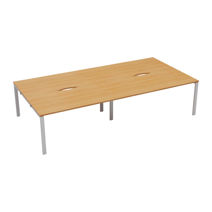 Express 4 Person Bench Desk 2800mm x 1600mm BENCH TC Group White Beech No Gap