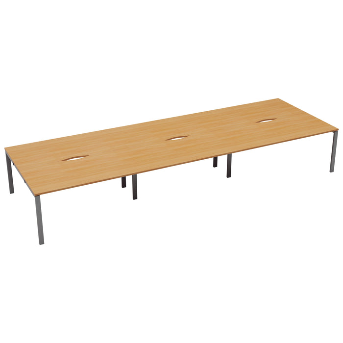 Express 6 Person Bench Desk 4800mm x 1600mm BENCH TC Group Silver Beech No Gap