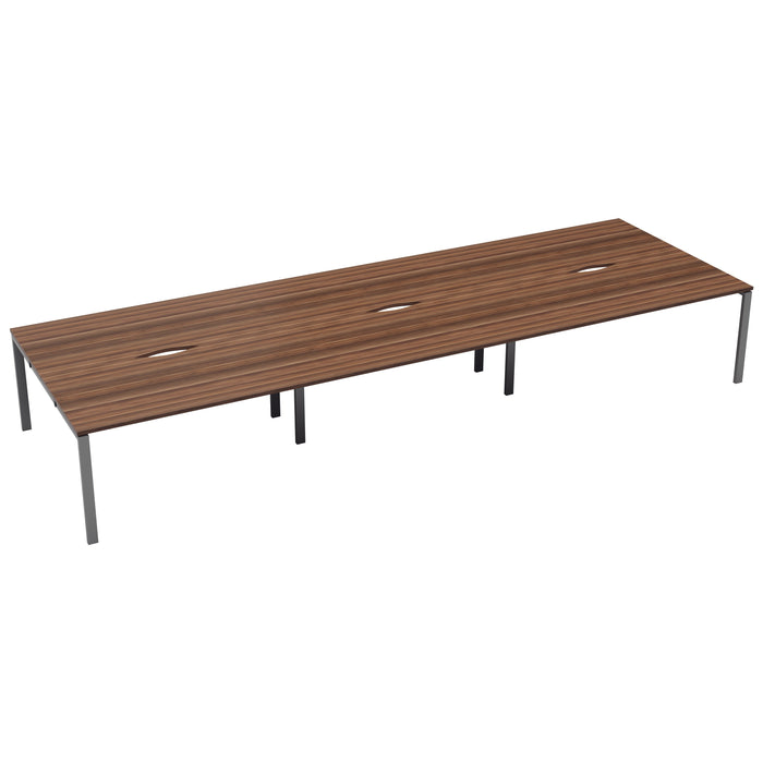 Express 6 Person Bench Desk 4800mm x 1600mm BENCH TC Group Silver Walnut No Gap