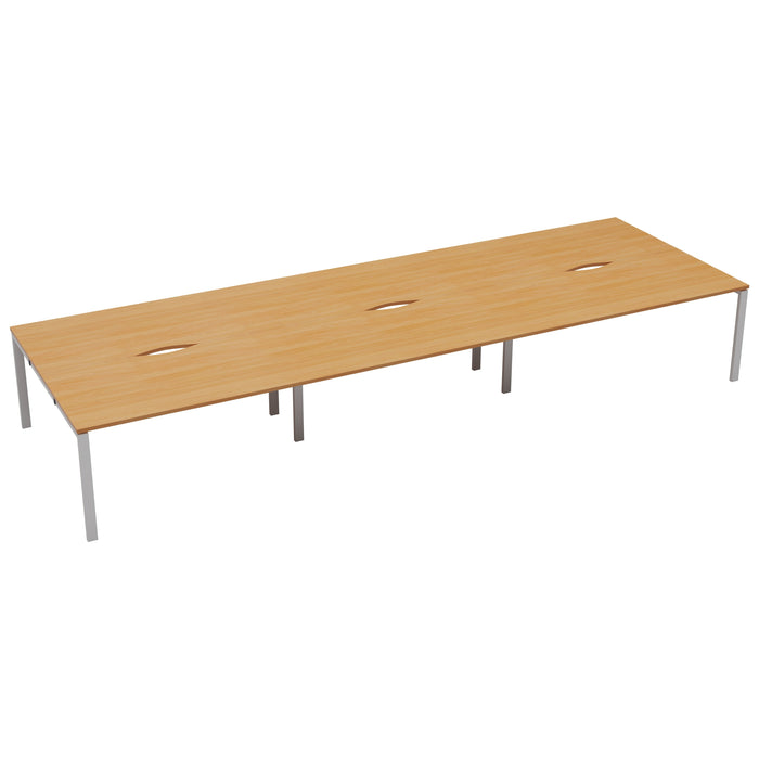 Express 6 Person Bench Desk 4800mm x 1600mm BENCH TC Group White Beech No Gap