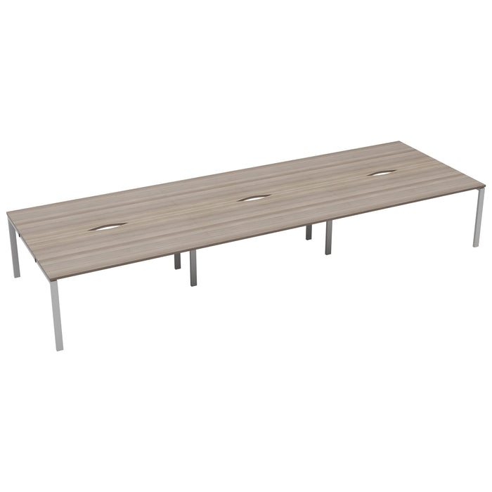 Express 6 Person Bench Desk 4800mm x 1600mm BENCH TC Group White Grey Oak No Gap