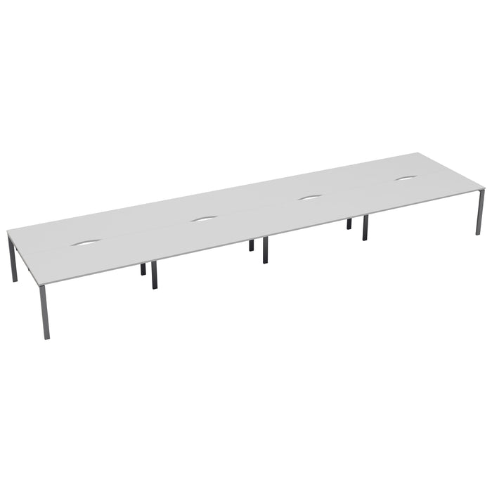 Express 8 Person Bench Desk 4800mm x 1600mm BENCH TC Group Silver White No Gap