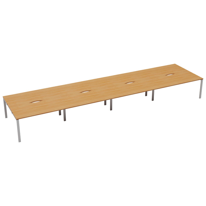 Express 8 Person Bench Desk 4800mm x 1600mm BENCH TC Group White Beech No Gap