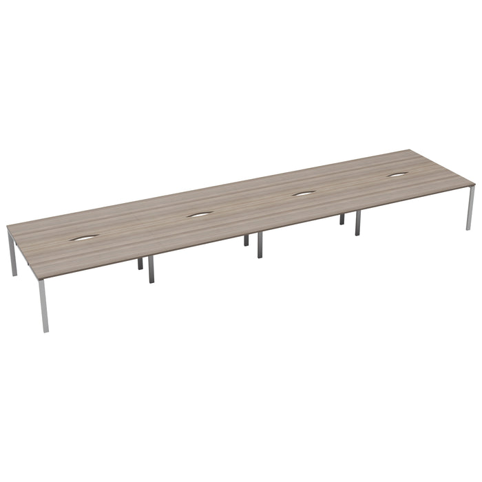 Express 8 Person Bench Desk 4800mm x 1600mm BENCH TC Group White Grey Oak No Gap