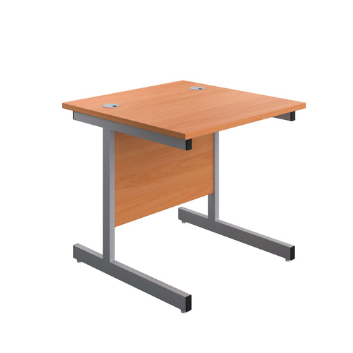 One Cantilever Beech Rectangular Office Desk - 800mm Deep Rectangular Office Desks TC Group Beech Silver 800mm x 800mm