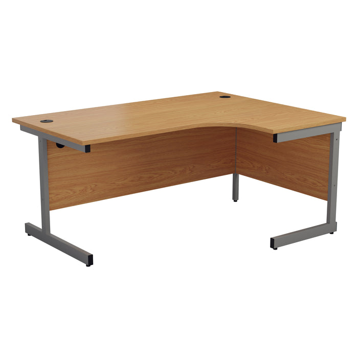 One Cantilever Crescent Office Desk - 1600mm x 1200mm Corner Office Desks TC Group Oak Silver Right Hand