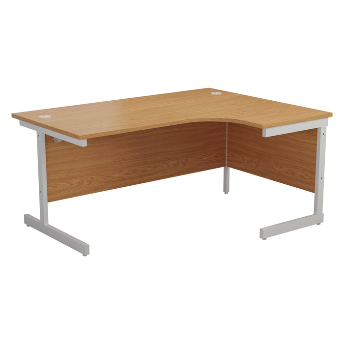 One Cantilever Crescent Office Desk - 1600mm x 1200mm Corner Office Desks TC Group Oak White Right Hand