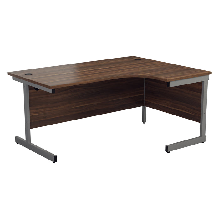 One Cantilever Crescent Office Desk - 1600mm x 1200mm Corner Office Desks TC Group Walnut Silver Right Hand