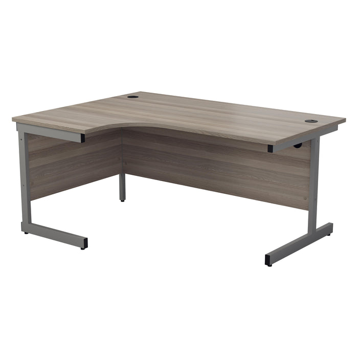 One Cantilever Crescent Office Desk - 1800mm x 1200mm Corner Office Desks TC Group Grey Oak Silver Left Hand