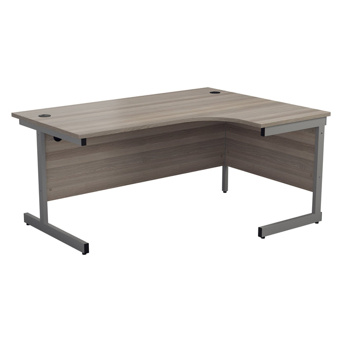 One Cantilever Crescent Office Desk - 1800mm x 1200mm Corner Office Desks TC Group Grey Oak Silver Right Hand