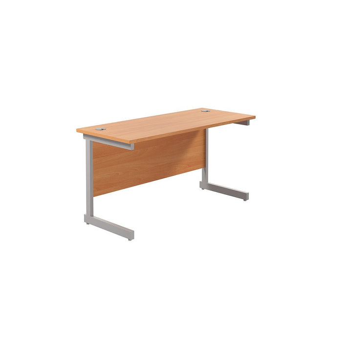 One Cantilever Rectangular Office Desks - 600mm Deep Rectangular Office Desks TC Group Beech Silver 1200mm x 600mm