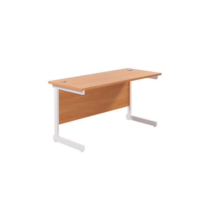 One Cantilever Rectangular Office Desks - 600mm Deep Rectangular Office Desks TC Group Beech White 1200mm x 600mm