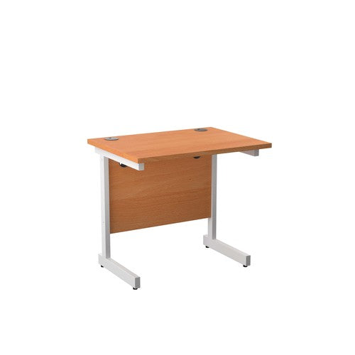 One Cantilever Rectangular Office Desks - 600mm Deep Rectangular Office Desks TC Group Beech White 800mm x 600mm