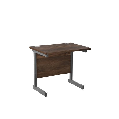 One Cantilever Rectangular Office Desks - 600mm Deep Rectangular Office Desks TC Group Walnut Silver 800mm x 600mm