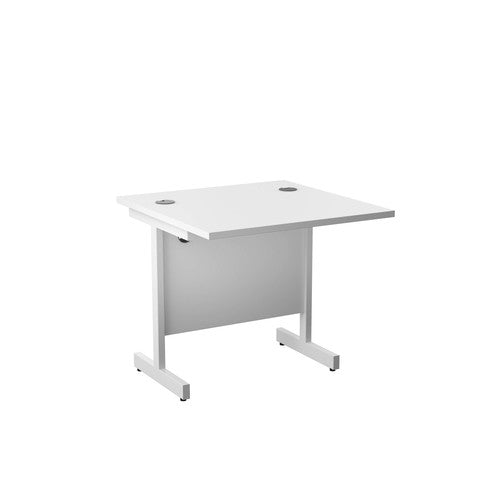 One Cantilever Rectangular White Office Desk - 800mm Deep Rectangular Office Desks TC Group White White 800mm x 800mm