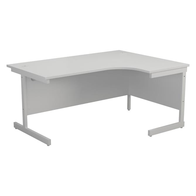 One Cantilever White Crescent Office Desk - 1600mm x 1200mm Corner Office Desks TC Group White White Right Hand