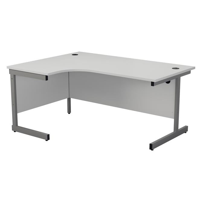 One Cantilever White Crescent Office Desk - 1800mm x 1200mm Corner Office Desks TC Group White Silver Left Hand