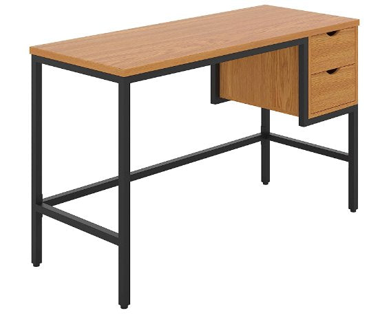 Small Study Desk Oak & Black Frame Desking TC Group 