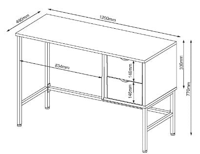 Small Study Desk Oak & Black Frame Desking TC Group 