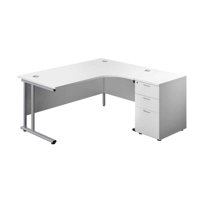 Start Next Day Delivery 1800 Corner Desk & Pedestal Bundle WOKSTATIONS TC Group White Right 