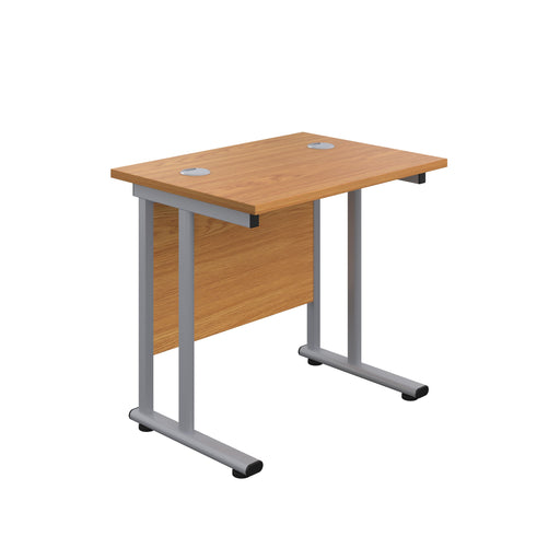 Start Next Day Delivery 600mm Deep Cantilever Office Desk Oak WORKSTATIONS TC Group Oak Silver 800mm x 600mm