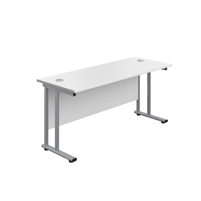 Start Next Day Delivery 600mm Deep Cantilever Office Desk Walnut WORKSTATIONS TC Group White Silver 1200mm x 600mm