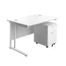 Start Next Day Delivery Cantilever Desk & Two Drawer Pedestal Bundle Rectangular Office Desks TC Group White 1200mm x 800mm White