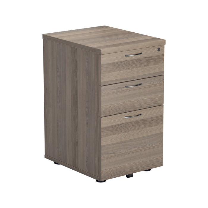 Wooden 3 Drawer Under Desk Pedestal PEDESTALS TC Group Grey Oak 