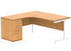Workwise Single Upright Left Hand Radial Desk + Desk High Pedestal Furniture TC GROUP 
